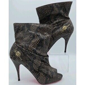 NWOB Y2K Apple Bottoms Snakeskin Ankle Boots Heels Womens Peep Toe Size 11